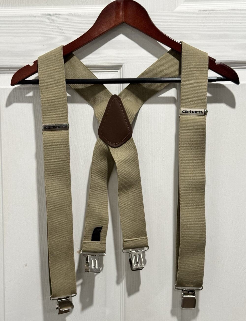 Carhartt Men's Tan Utility Suspender 2" Wide Elastic Clip On Farm Hunting Work